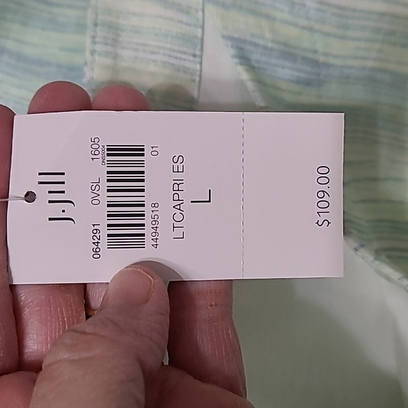 NWT J. Jill Vertically Striped Linen Sleeveless Dress size Large - Picture 4 of 9